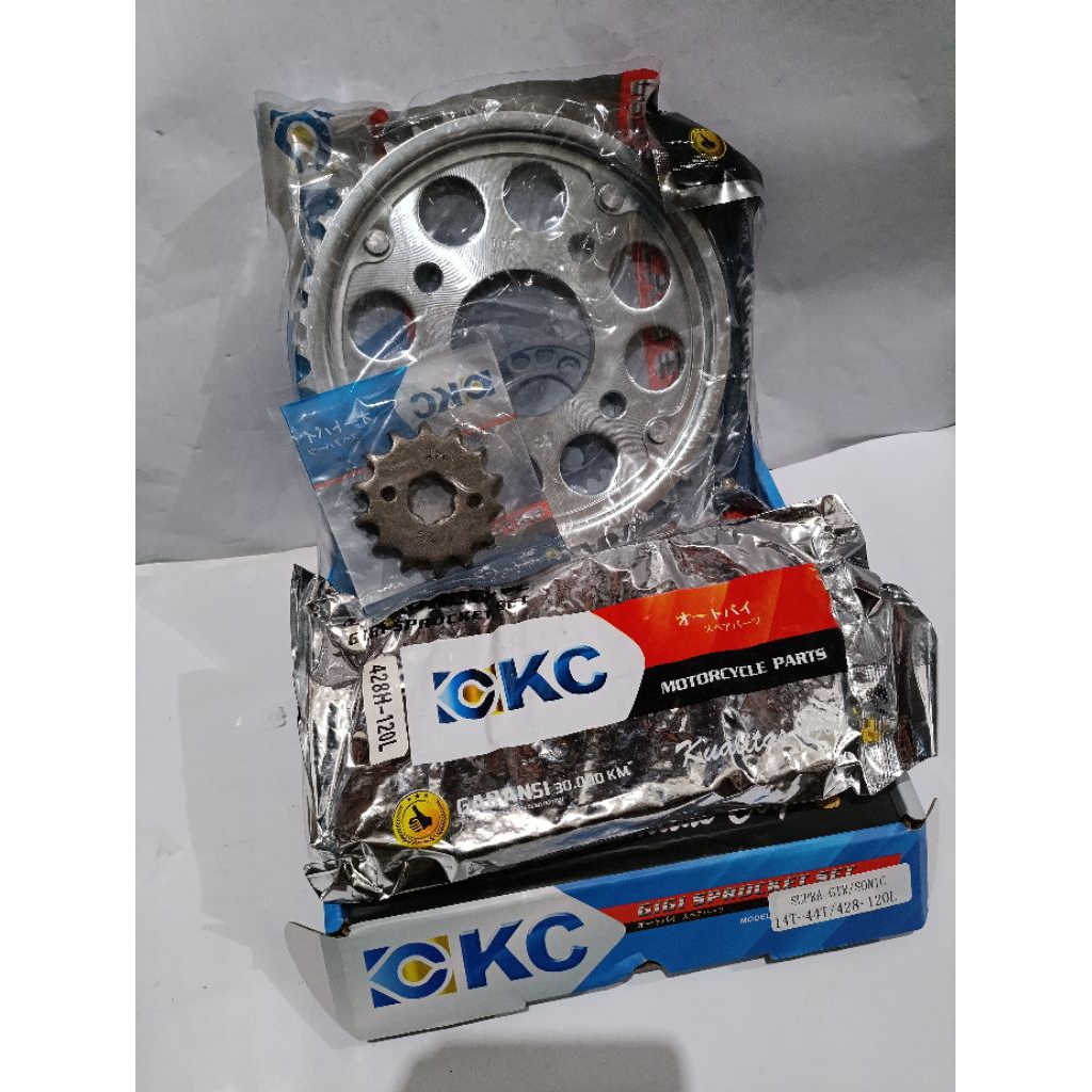 [1 ชุด] ชุดเกียร์ SUPRA GTR/SONIC KC GEAR ยี่ห้อ SONIC MOTORCYCLE PACKAGE 14T/44T-428-120 L