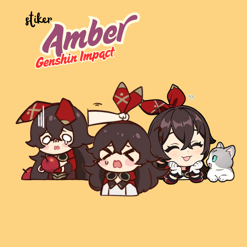 สติ๊กเกอร์ Genshin Amber | สติ๊กเกอร์ Amber Genshin Impact Merch ไวนิลเคลือบเงากันน้ํา