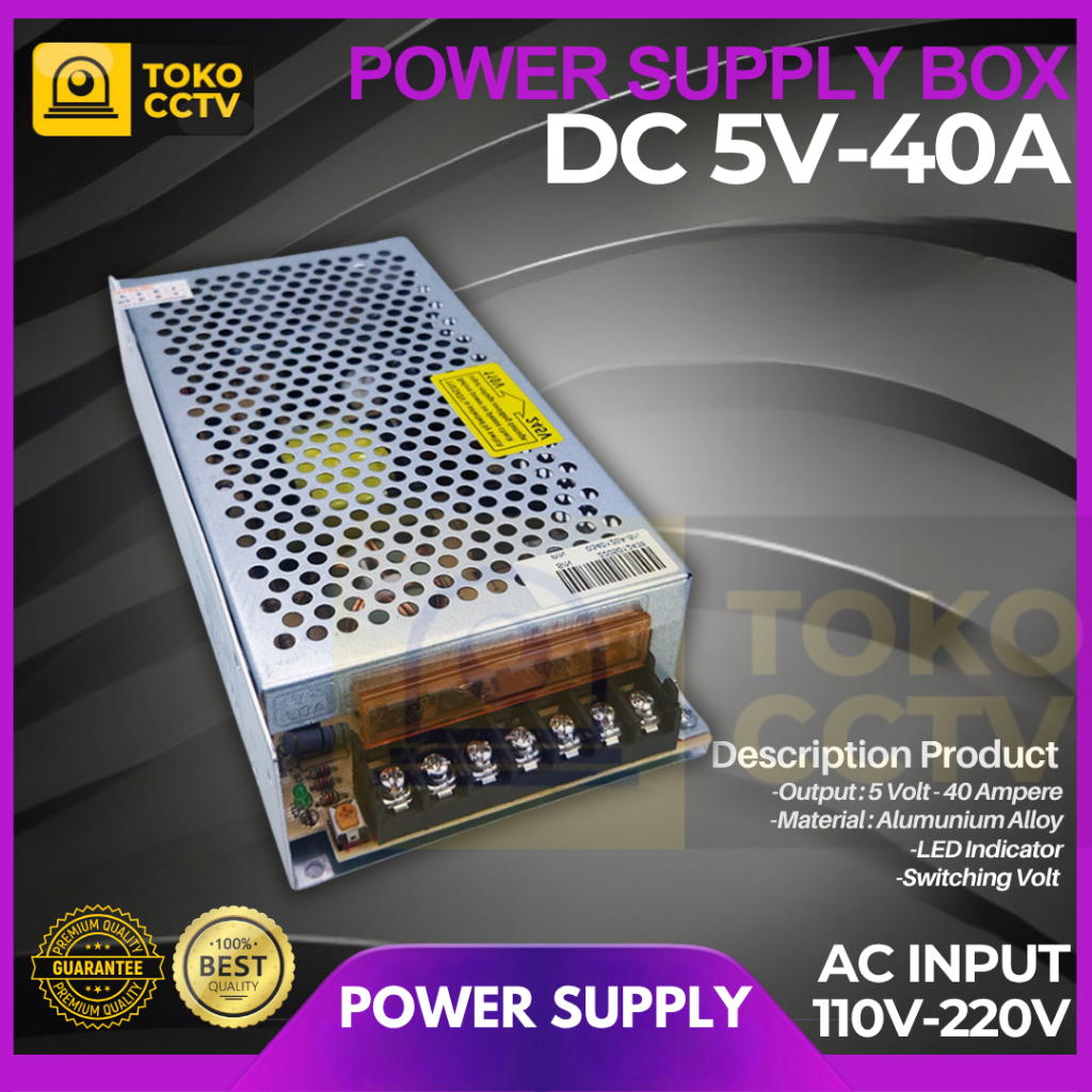 5V/40A DC Mesh Power Supply Adapter ข้อความวิ่ง