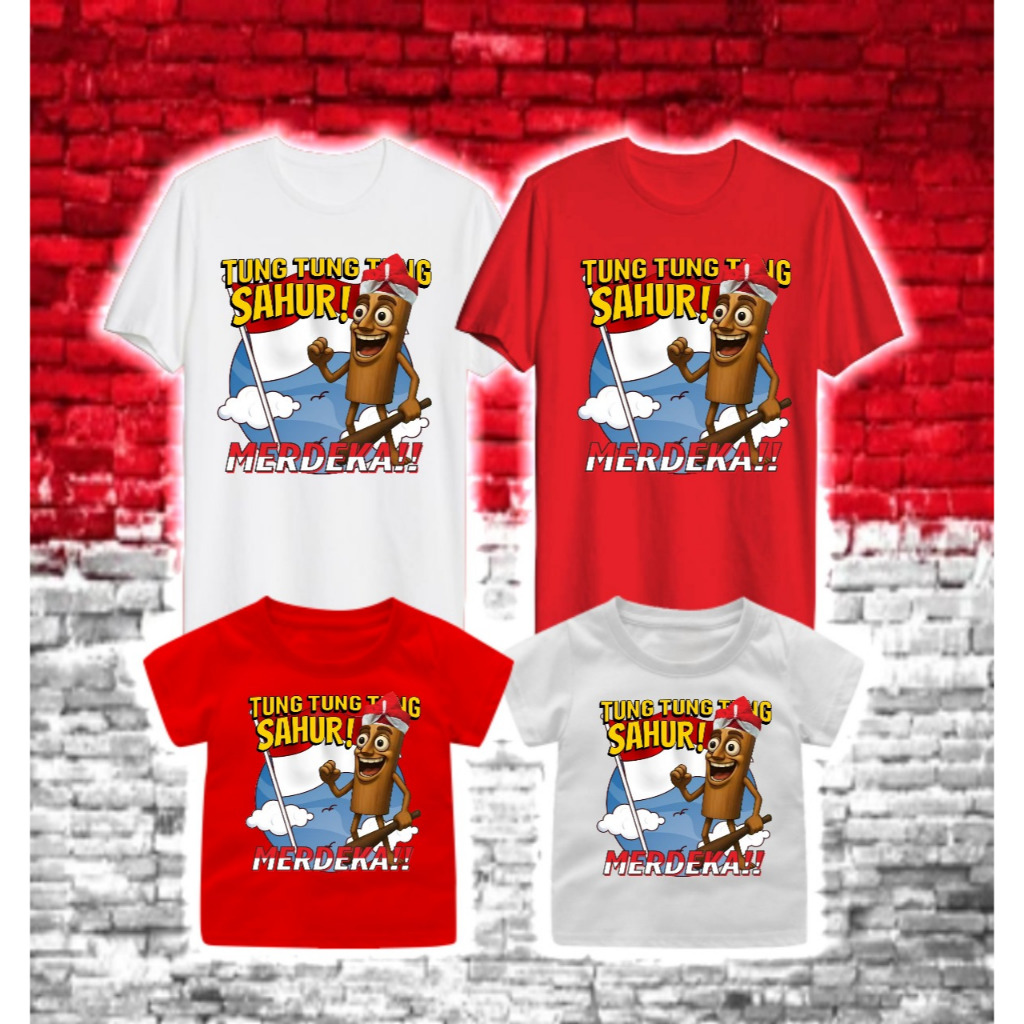 เสื้อเด็กหญิงเด็กชาย TUNG TUNG MERDEKA FLAG AUGUST 1-12 Years/ADULTS UK S-7XL