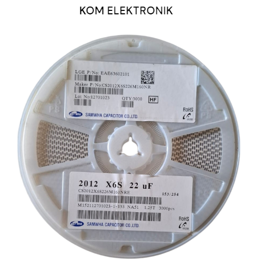 SAMWHA CAPACITOR 2012 X6S 22UF ปริมาณ 1 ม้วน