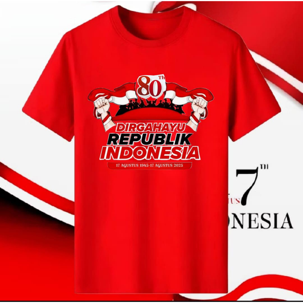 เสื้อยืด ไซส์ M|L,XL,XXL เสื้อยืด Happy Independence Day 80th เสื้อยืด-arj88.id-Fit Mens Womens Fash