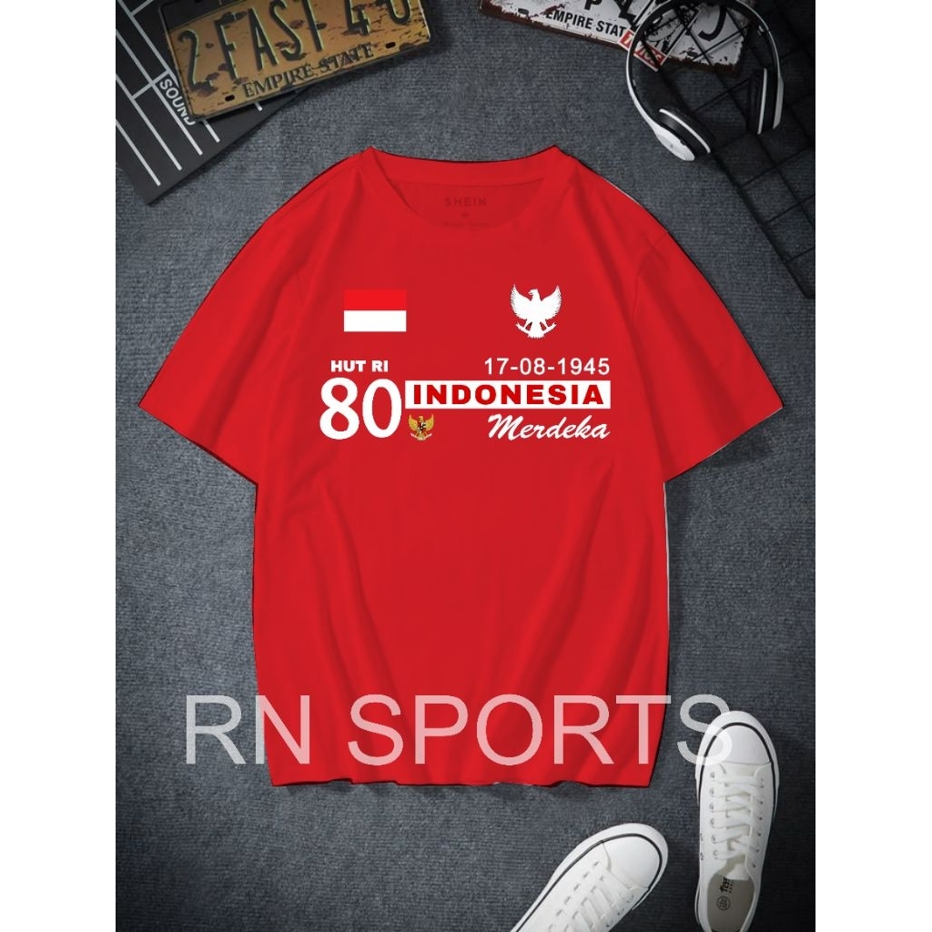 80TH INDONESIAN INDEPENDENCE DAY T-SHIRT LATEST MODEL 2025 // DISTRO T-SHIRT // AUGUST 2025 T-SHIRT 