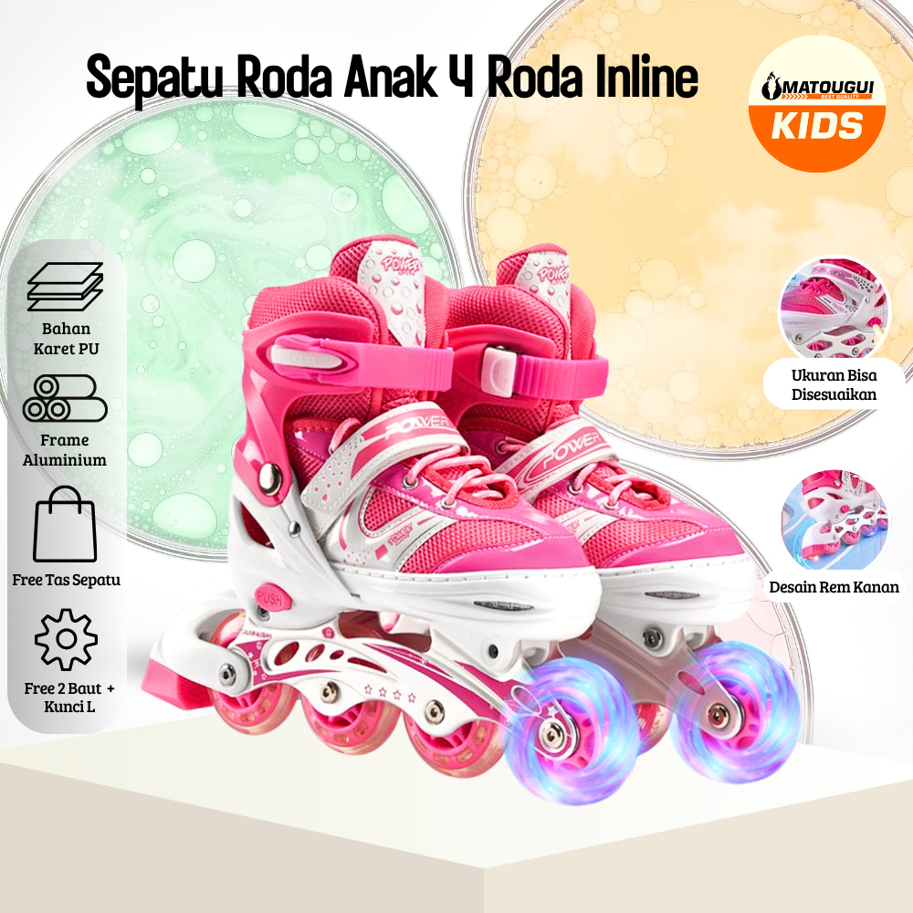 MTG.KIDS INLINE SKATE สําหรับเด็กและผู้ใหญ่ POWER SUPERB - ฟรีล้อ BAJAJ 2 ตัว