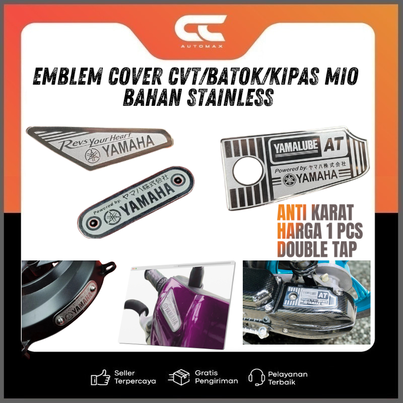 STAINLESS EMBLEM FAN COVER/CVT/MIO แบตเตอรี่สําหรับ YAMAHA MOTORCYCLE SWEETENER