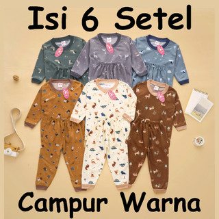 (ISI 6 SETEL) Setelan Anak Bayi Laki Laki Animal Zoo / Baju Bayi Laki Laki / Baju Anak Laki Laki / Baju Anak Anak / Kaos Anak Laki Laki/ Baju Anak 0 - 4 Tahun Xiao Wei Baby & Kids Wear