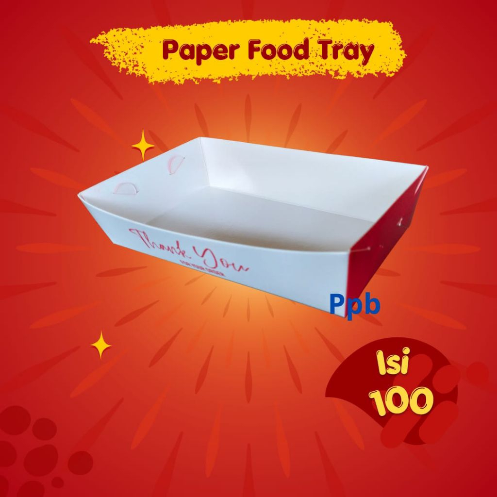 MERAH Paper Tray-Food-rice Paper-kfc rice Paper-กระดาษข้าวลายสีแดง