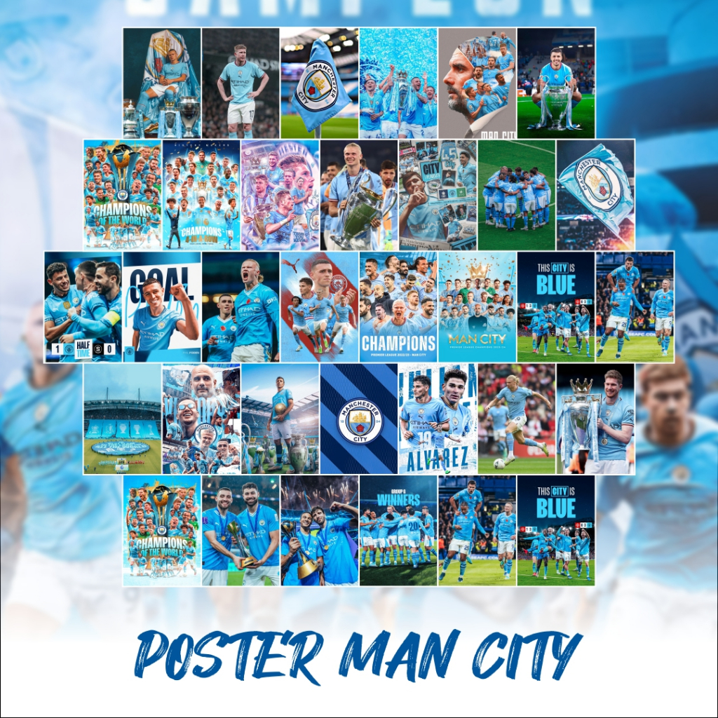 โปสเตอร์ติดผนัง MAN CITY MANCHESTER CITY ฟรีสติ๊กเกอร์