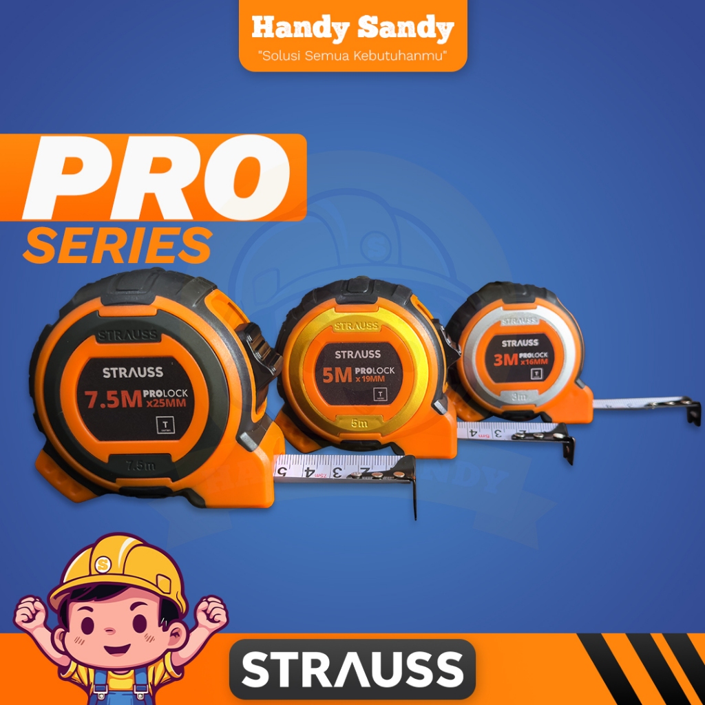 มิเตอร์ STRAUSS PROLOCK | Super Strong 3M - 5M - 7.5M - Super Strong - ด้ามจับยางกันลื่นตามหลักสรีระ