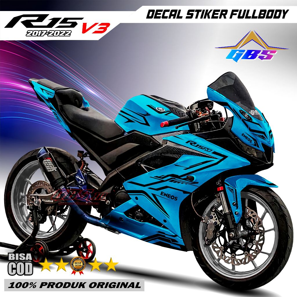 (ล่าสุด) รูปลอก R15 V3 สติ๊กเกอร์รูปลอกมอเตอร์ R15 V3 สติ๊กเกอร์ Yamaha R15 V3 Fullbody