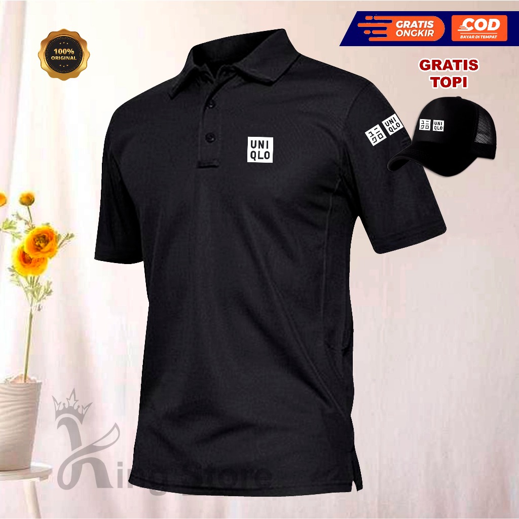 เสื้อยืดแขนสั้นเสื้อโปโล Unq ซ้าย Plus Sleeve Bonus หมวกข้อความสีขาว | เสื้อยืดคอปกโปโลผู้ชายและผู้ห
