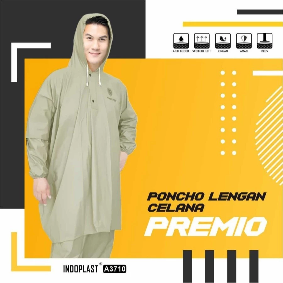 ชุดเสื้อกันฝนพร้อมกางเกง PREMIU Poncho Indoplast สำหรับผู้ใหญ่ thumbnail 5