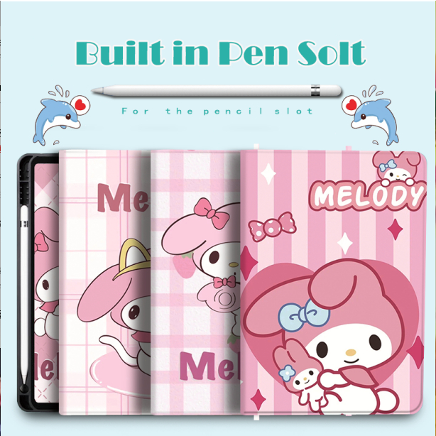 เคส Ipad Sanrio พร้อมปากกาสล็อต iPad Air 5 เคส iPad 10 pro 11 นิ้ว Air 4 3 2 1 gen 9 8 7 Air 11 2024