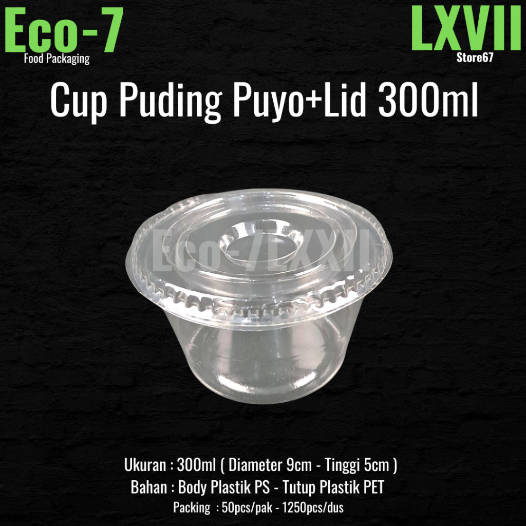 ถ้วยขนมพลาสติก PUYO 300ml + ฝา - ถ้วยพุดดิ้ง, ถ้วยทะเลทราย