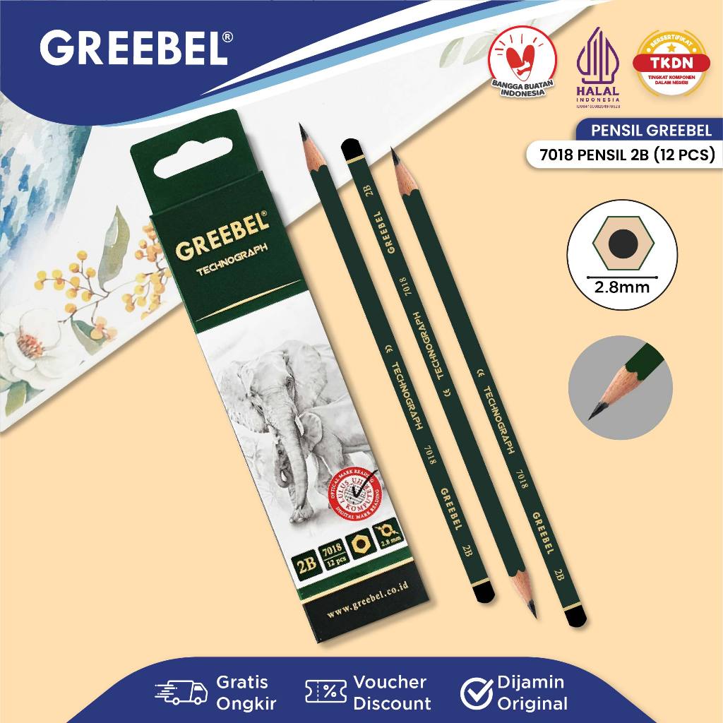 (12 ชิ้น) ดินสอ Greebel 7018 2B 1 แพ็ค (12 ชิ้น) ของแท้