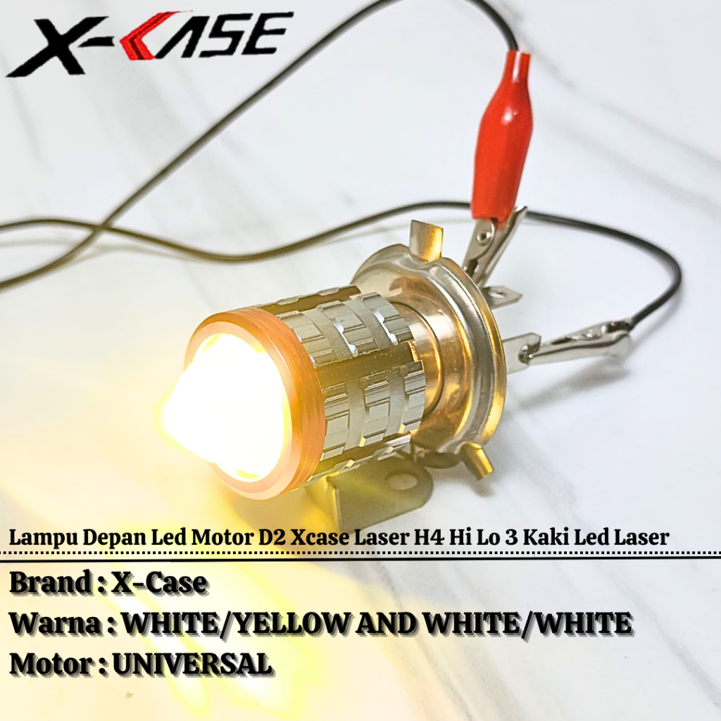 ไฟหน้า LED รถจักรยานยนต์ D2 Xcase H4 Hi Lo 3 ขา Led Laser UNIVERSAL