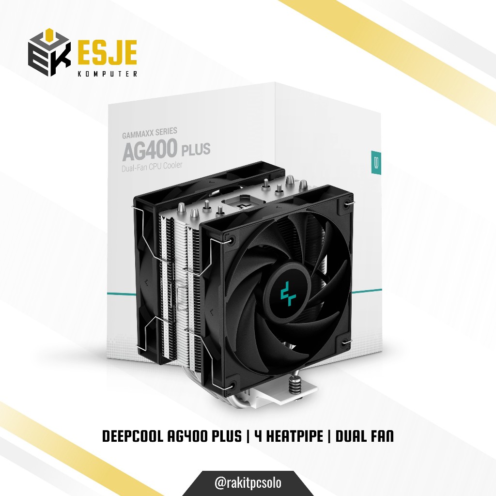 DeepCool AG400 Plus พัดลมคู่ 12 ซม. Intel LGA1700 AMD AM5 CPU Cooler