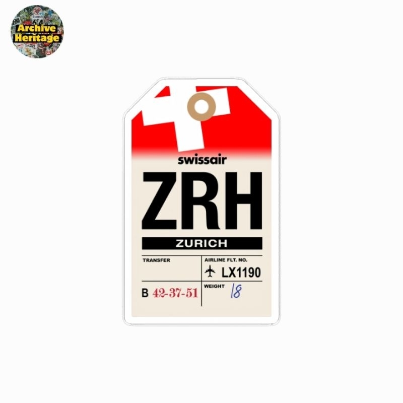 ZRH Airport Swiss Airlines ป้ายติดกระเป๋าเดินทาง สติ๊กเกอร์โลโก้การเดินทาง
