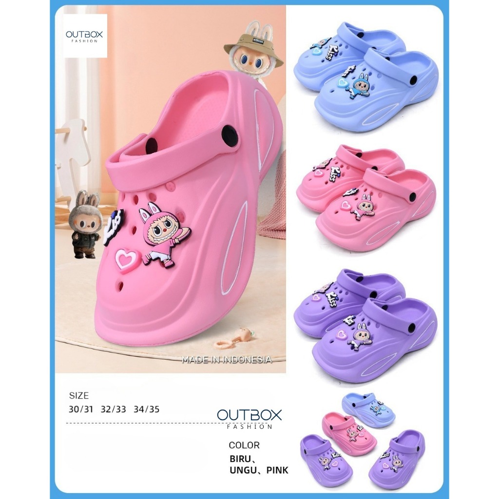 Outbox Fashion KIDS SANDALS LABUBU KISS GIRLS RUBBER SANDALS BAIM ANTI-SLIP 928T-1
