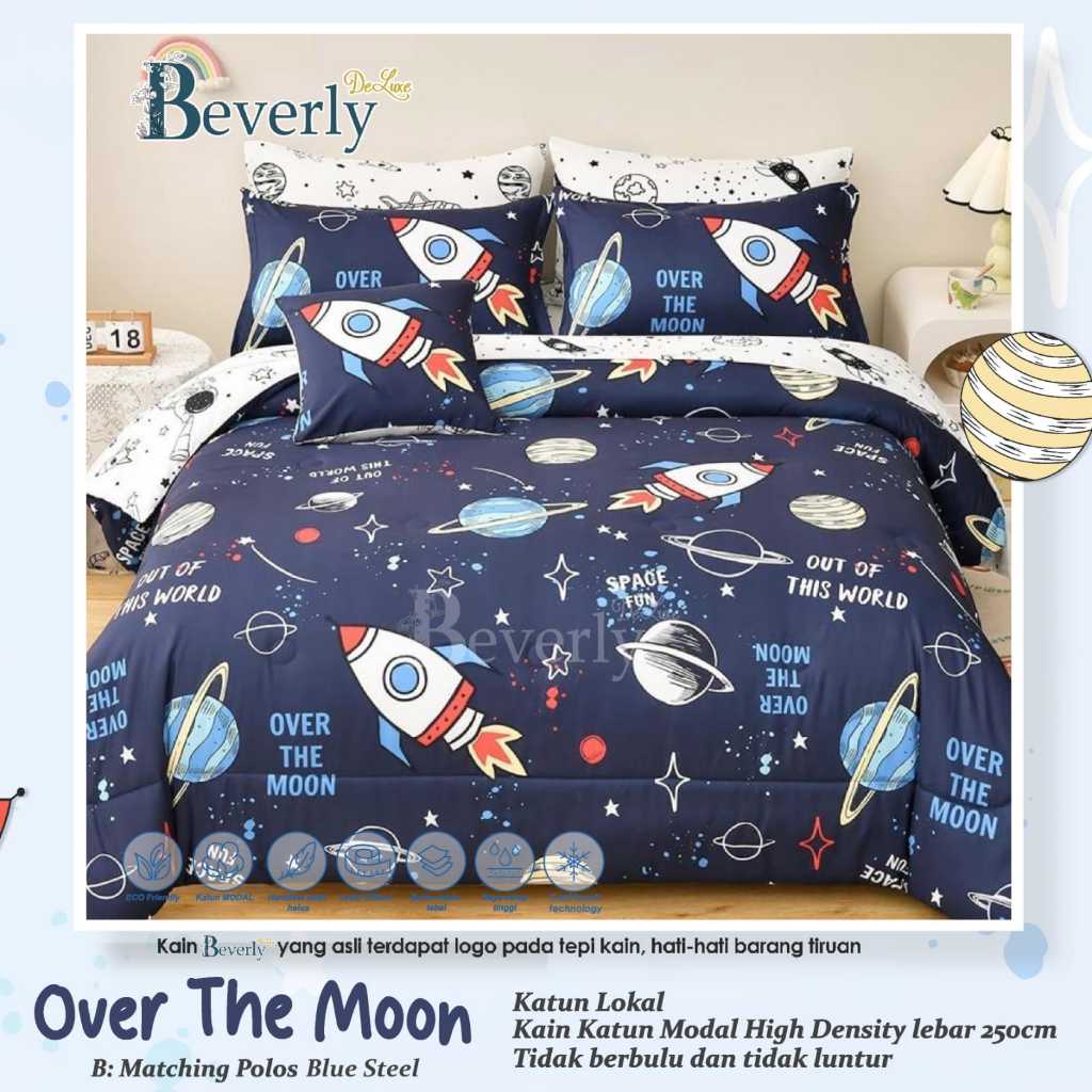 KATUN LOKAL Beverly Space Dream Navy Local Cotton Bed Sheet asce dream - นักบินอวกาศอวกาศ boy motif 