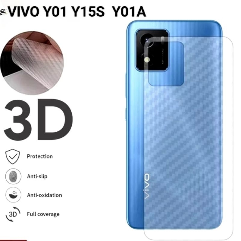 Garskin ป้องกันเชื้อรา Vivo Y15S Y01 Y01A ฟิล์มกันรอยด้านหลัง Skin Carbon motif
