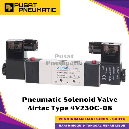 4V230C-08 นิวเมติกโซลินอยด์วาล์ว Airtac 4V 230C-08 Solenoid วาล์วสวิทช์ Airtac 5/3 Way Close Center 