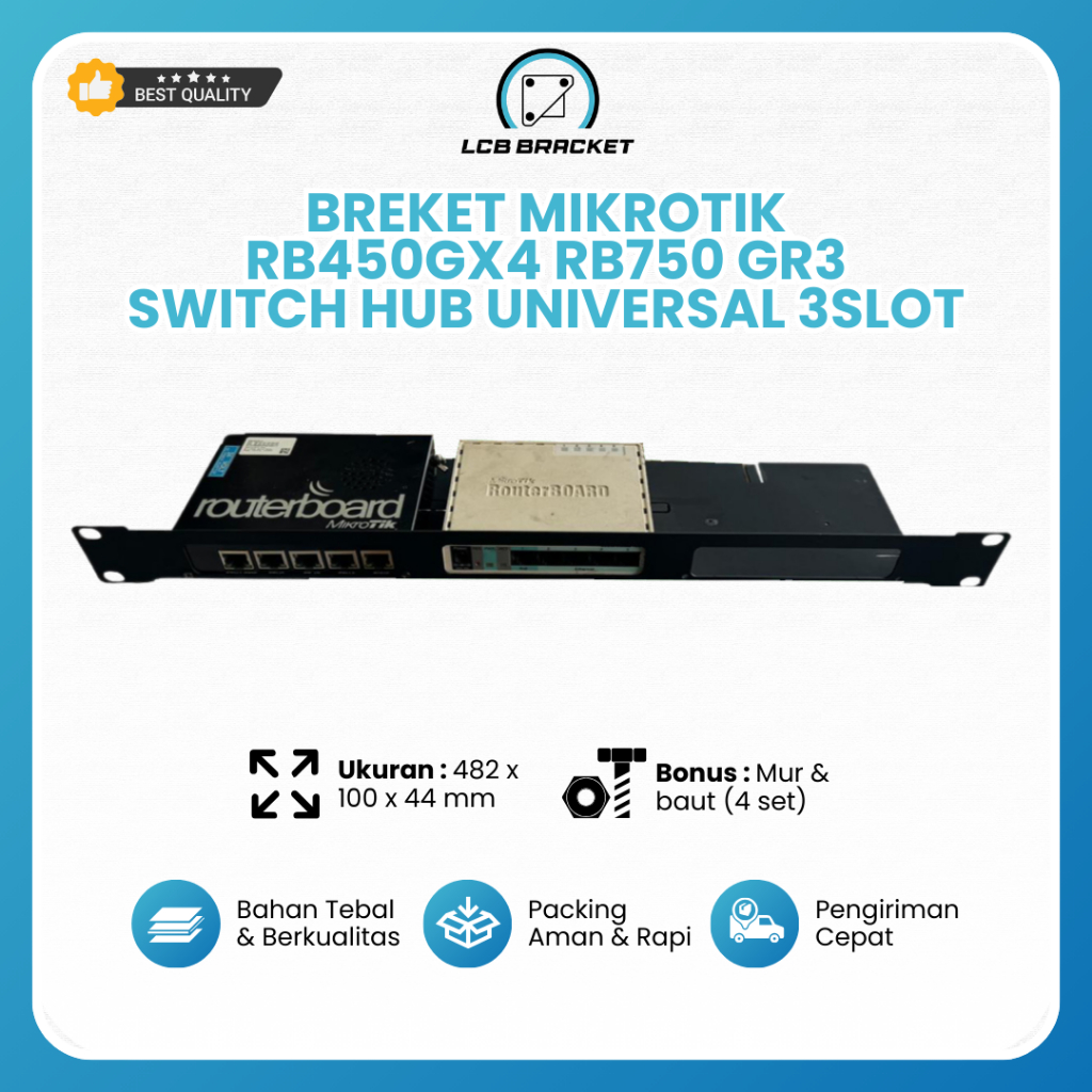 MIKROTIK MicroTik Bracket RB450GX4 RB750 GR3 Universal Switch Hub 3 Slot LCB LAN Bracket แผ่นเหล็กผู