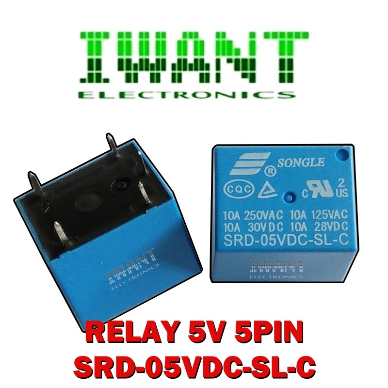 5v 5P RELAY 5 VOLT RELAY 5 PIN 10A 5VDC 5 FOOT SERVING RELAY SRD-05VDC-SL-C