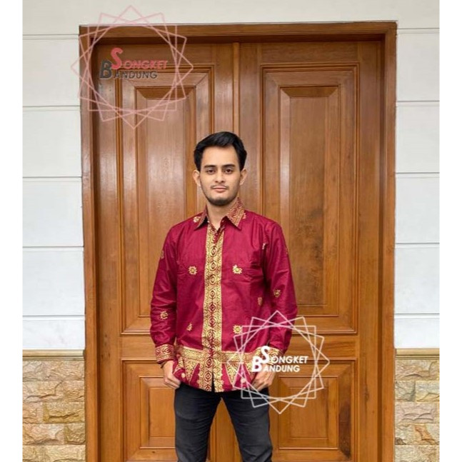Kemeja Full PURINAG PALAMBANG SONGKET MOTIF DELISA เสื้อสําหรับ COUPLE JUPRI BATIK DELISA ชุด WEDDIN