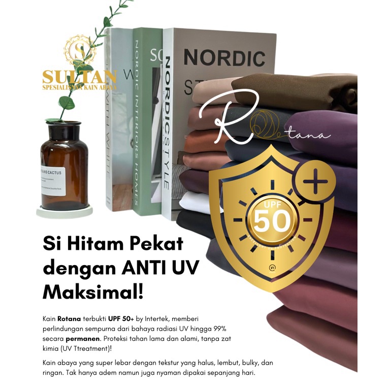 CODE U78V 5CM PLAIN RATTAN ANTI UV UPF 5 SULTAN ABAYA