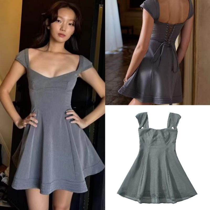 มินิเดรสสายหลังสีเทา 76917