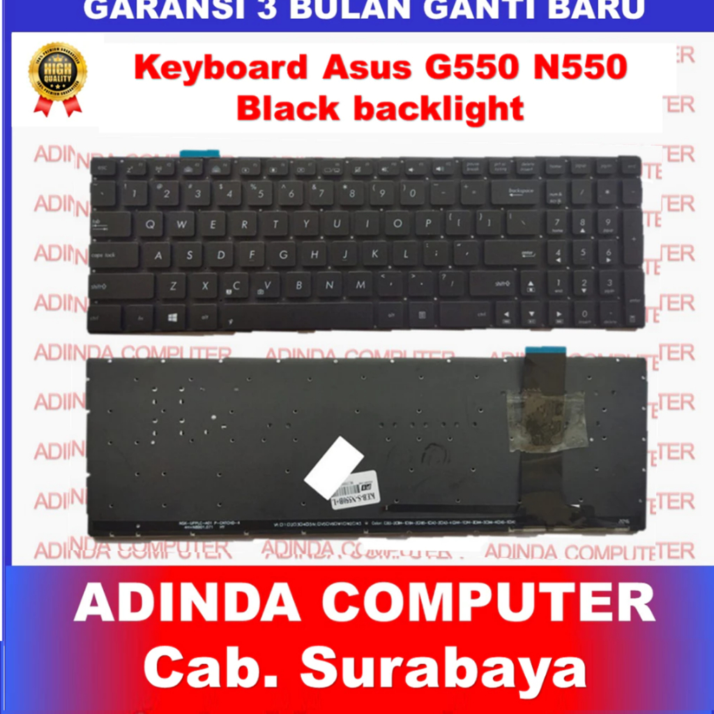 Asus N550 GL550 R501V R514JR R701VB U500VZ N56dy N56vz N57 N76v คีย์บอร์ดแบ็คไลท์สีดํา