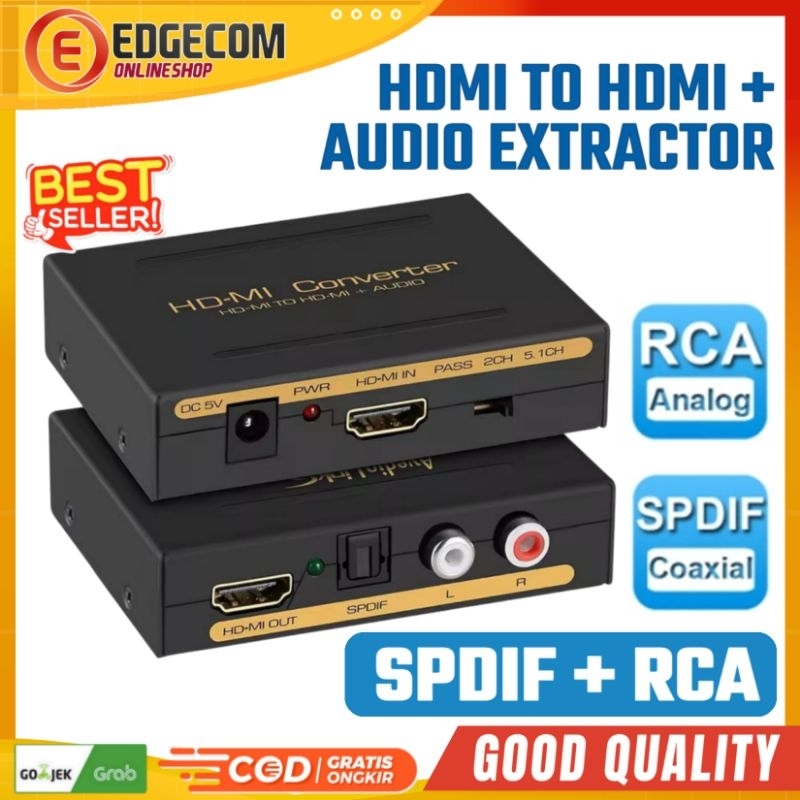 HDMI to HDMI Extractor SPDIF + RCA L/R HDMI splitter Audio Digital to อนาล็อก 1080p