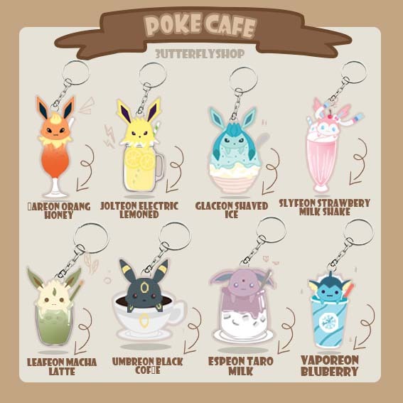 [GANCI/KEYCHAIN] POKEMON EVOLUTION DRINK SERIES อะคริลิค Jolteon Sylveon Vaporeon Eeve Leafeon Espeo