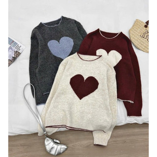 Love Heart Knite Sweater Atasan Wanita Knitted
