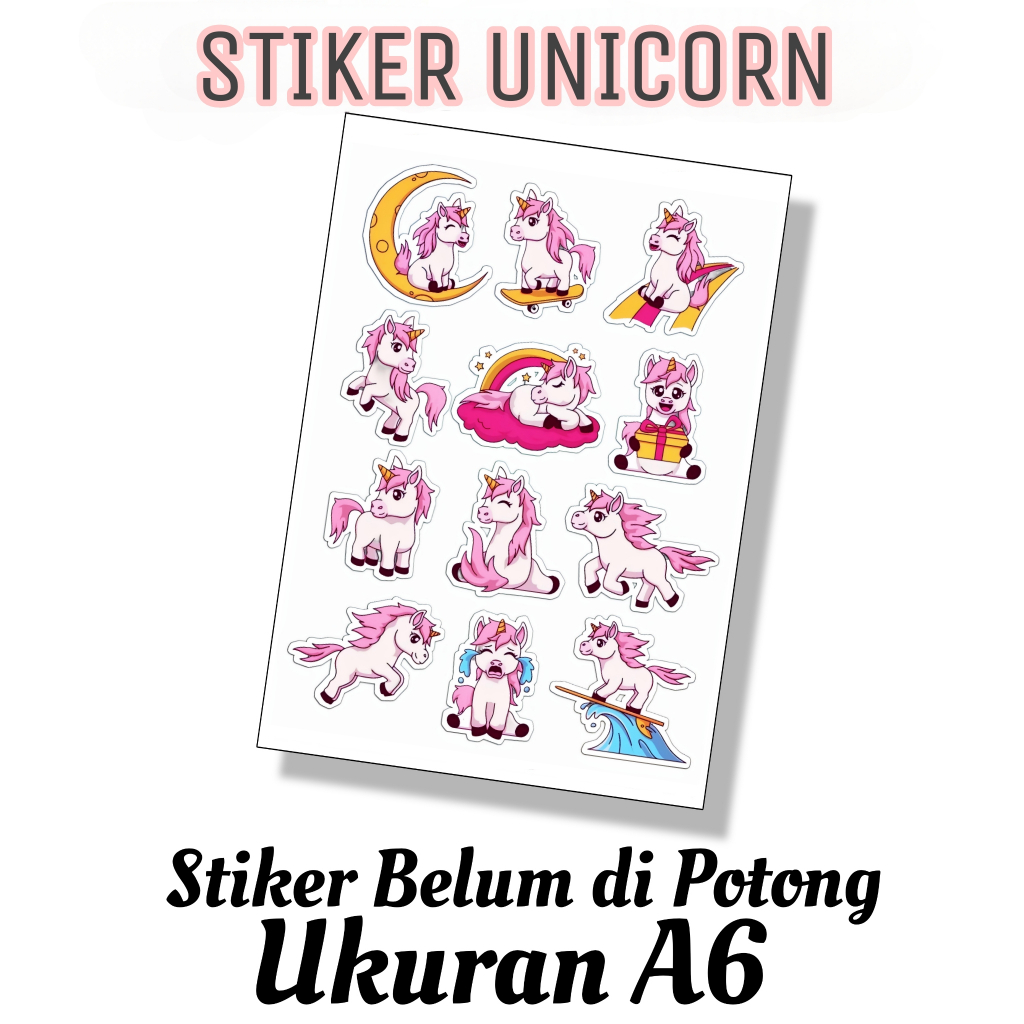 สติ๊กเกอร์ UNICORN ขนาด A6 / สติ๊กเกอร์ไวนิลขนาด A6 / สติ๊กเกอร์ / น่ารัก