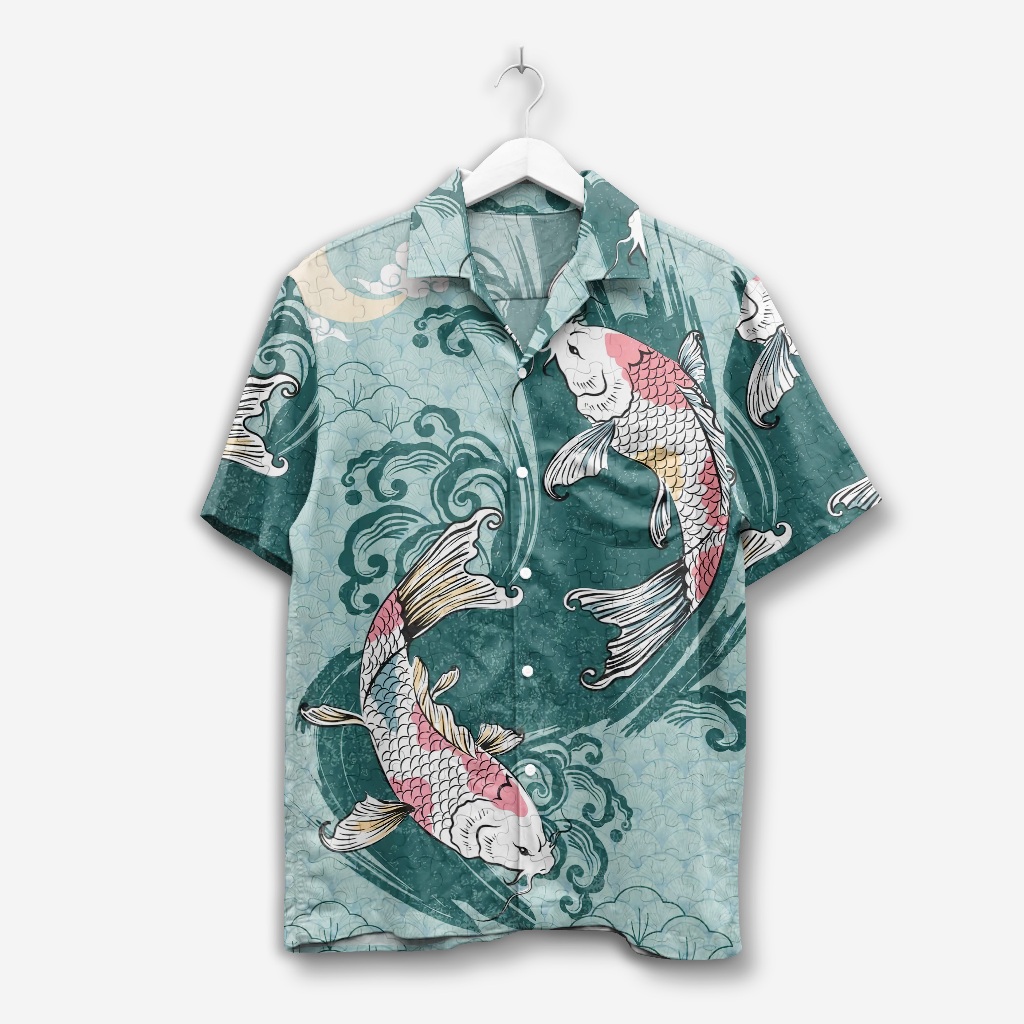 เสื้อคอปกเปิดผู้ชาย - Koi Vector DG140903