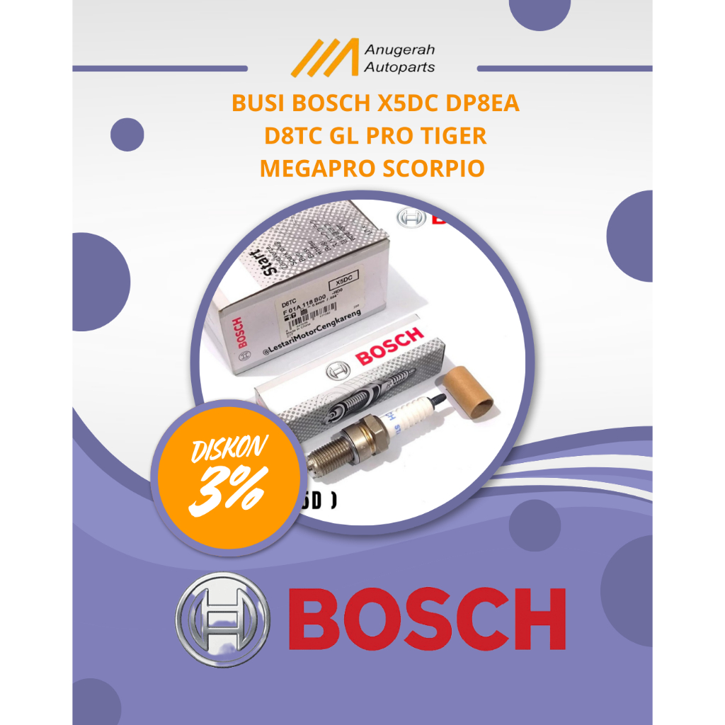 [ AUTOPART ANUGERAH ] BOSCH X5DC DP8EA D8TC GL PRO TIGER MEGAPRO SCORPIO ORIGINAL SPARK PLUG