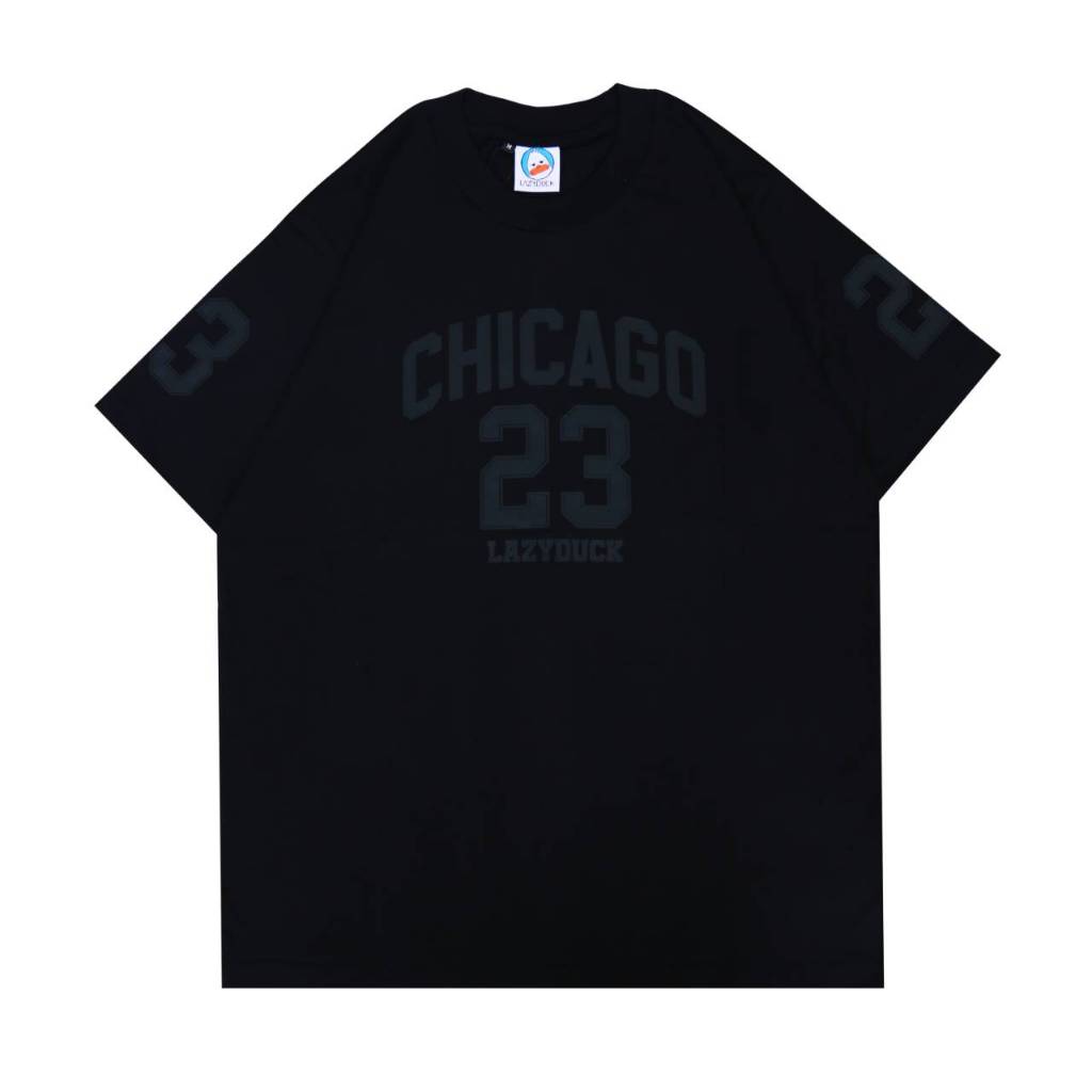 LAZYDUCK - เสื้อยืด Chicago Full Black 23 - เสื้อบาสเก็ตบอล Chicago Black สําหรับผู้ชายและผู้หญิง