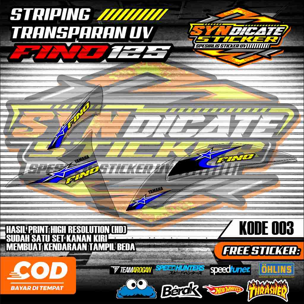 003 TRANSPARENT UV STRIPING YAMAHA FINO 125 / SIMPLE YAMAHA FINO 125 สติ๊กเกอร์ LIST