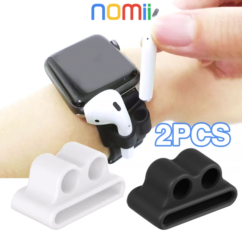 2 ชิ้น Anti-lost ซิลิโคนหูฟังบลูทูธสําหรับ AirPods Apple หูฟังหูฟังผู้ถือคลิปสําหรับ Apple Watch