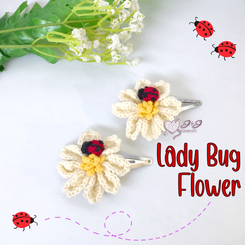 Cosmos Flower Clip Ladybug tiptop tik tok กิ๊บติดผมแฮนด์เมดโครเชต์ (หน่วย)