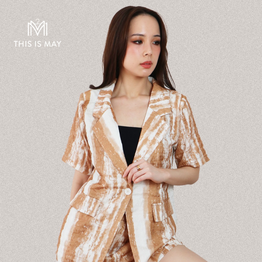 This Is May - Ciena One Set Womens Matt Silk Blazer และกางเกงขาสั้น