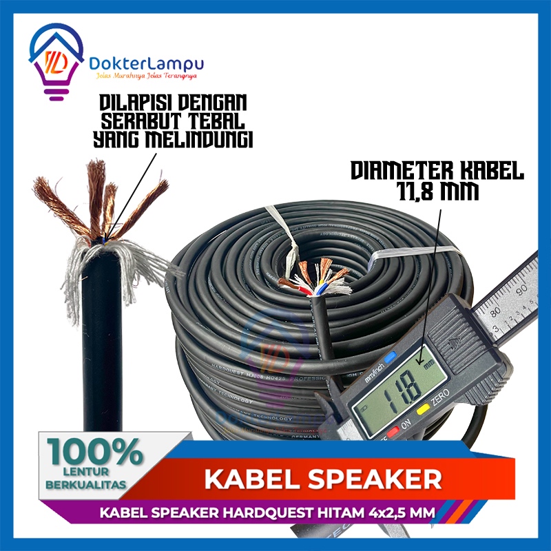 สายลําโพง HARD QUEST 4x2.5mm, ยืดหยุ่นทองแดง Strand, BLUE-BLACK {CHOOSE VARIATION} PER METER