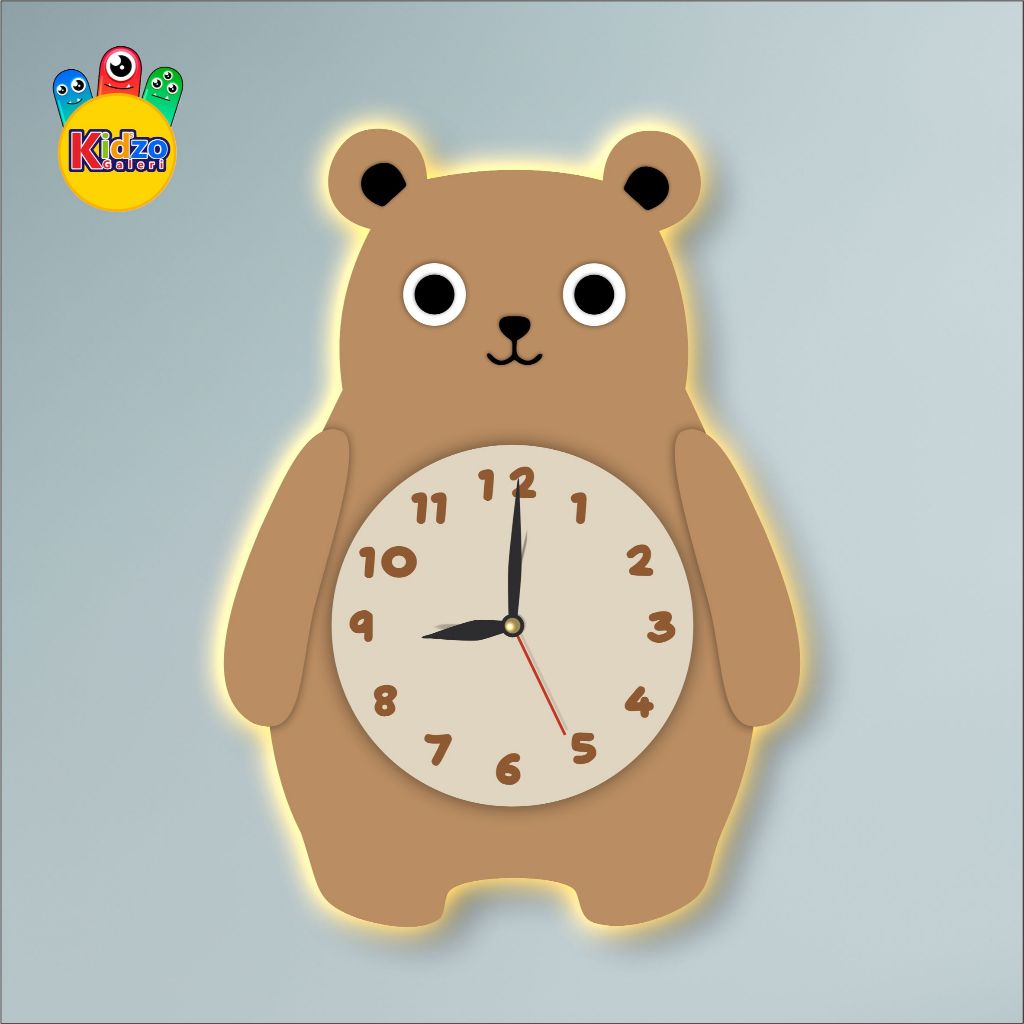 3D CARVED CHILDRENS ROOM DECORTATION นาฬิกาติดผนังพร้อม UNIQUE AESTHETIC BEAR CHARACTER ROOM KD-39