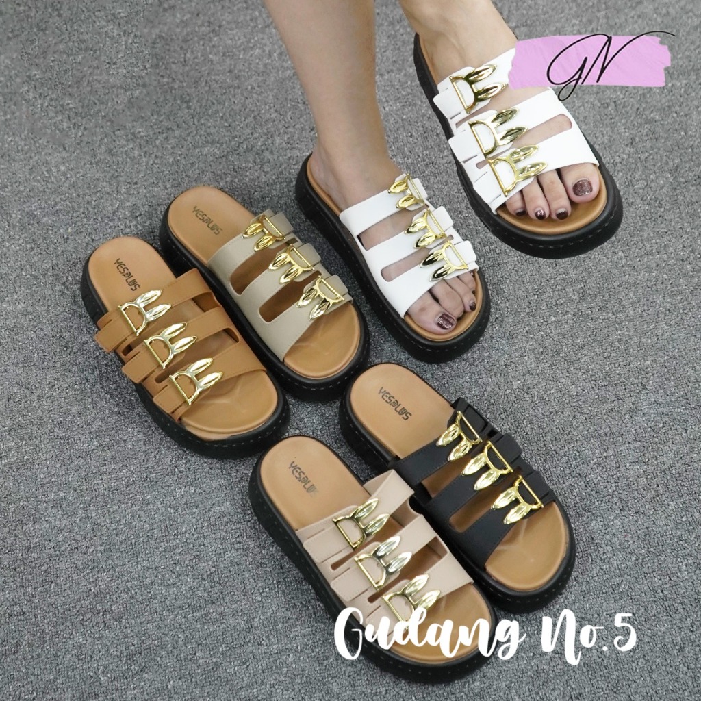 ส่วนลด Gn-V513 รองเท้าแตะเยลลี่ผู้หญิงล่าสุดรองเท้าแตะสไลด์แบนกระต่ายยางสายคล้องคอ 3 นําเข้า Pcu