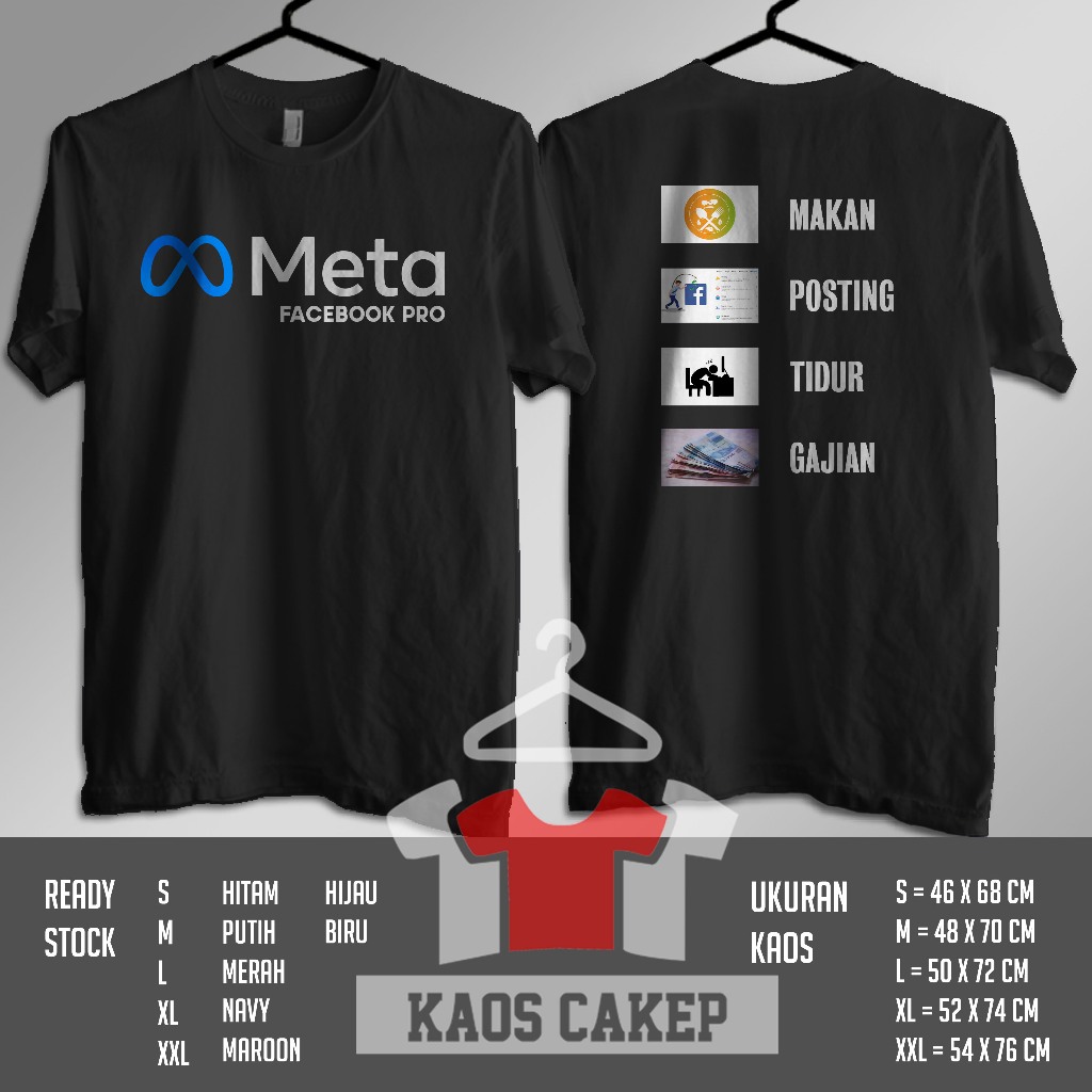 Meta Facebook Pro Posting เสื้อยืด กิน หลับ และเรียน เสื้อผ้า Distro