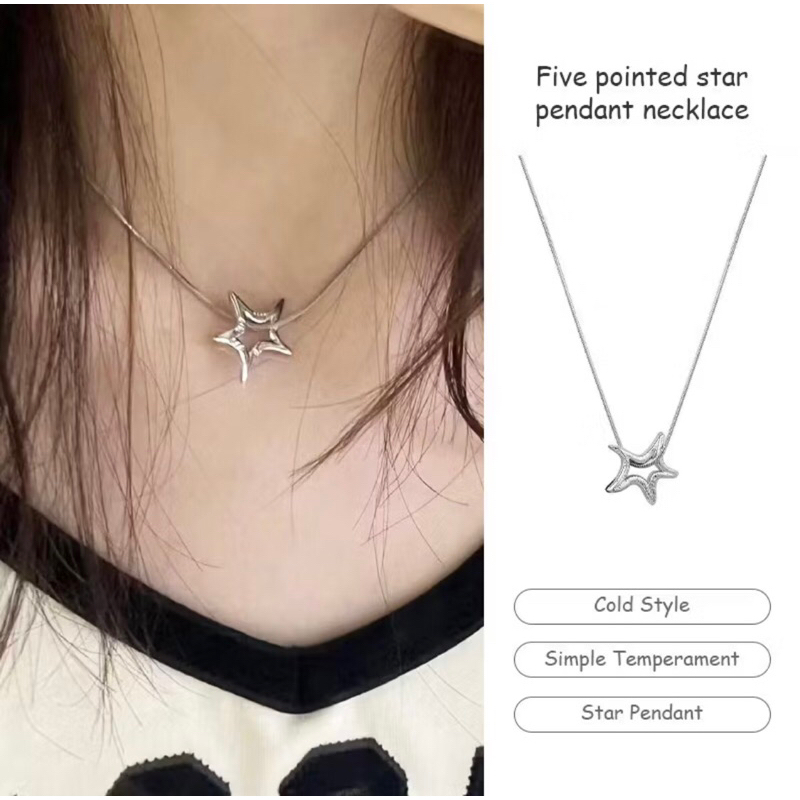 Aesthetic Star Pendant Chain Necklace/Current Womens Fashion Necklace y2k Star Necklace