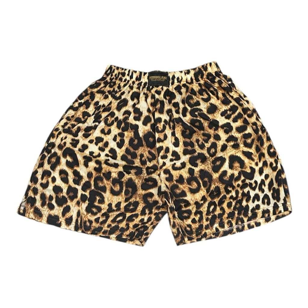Puddinglane กางเกงบ็อกเซอร์สําหรับผู้ชายและผู้หญิง Krita Leopard Short Pants