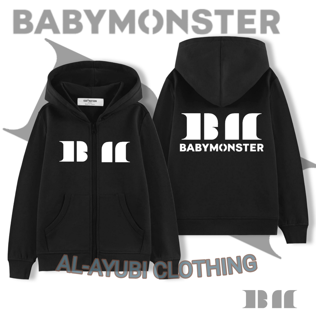 Kpop Baemon Babymonster โลโก้เด็กซิป Hoodie / Kpop เสื้อแจ็คเก็ตซิปเด็ก